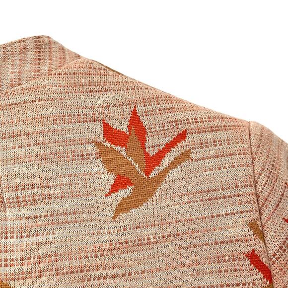 Herbert Levy Vintage 1940s Bird Print Orange Brown Textured Dress Pleats large - Picture 7 of 12